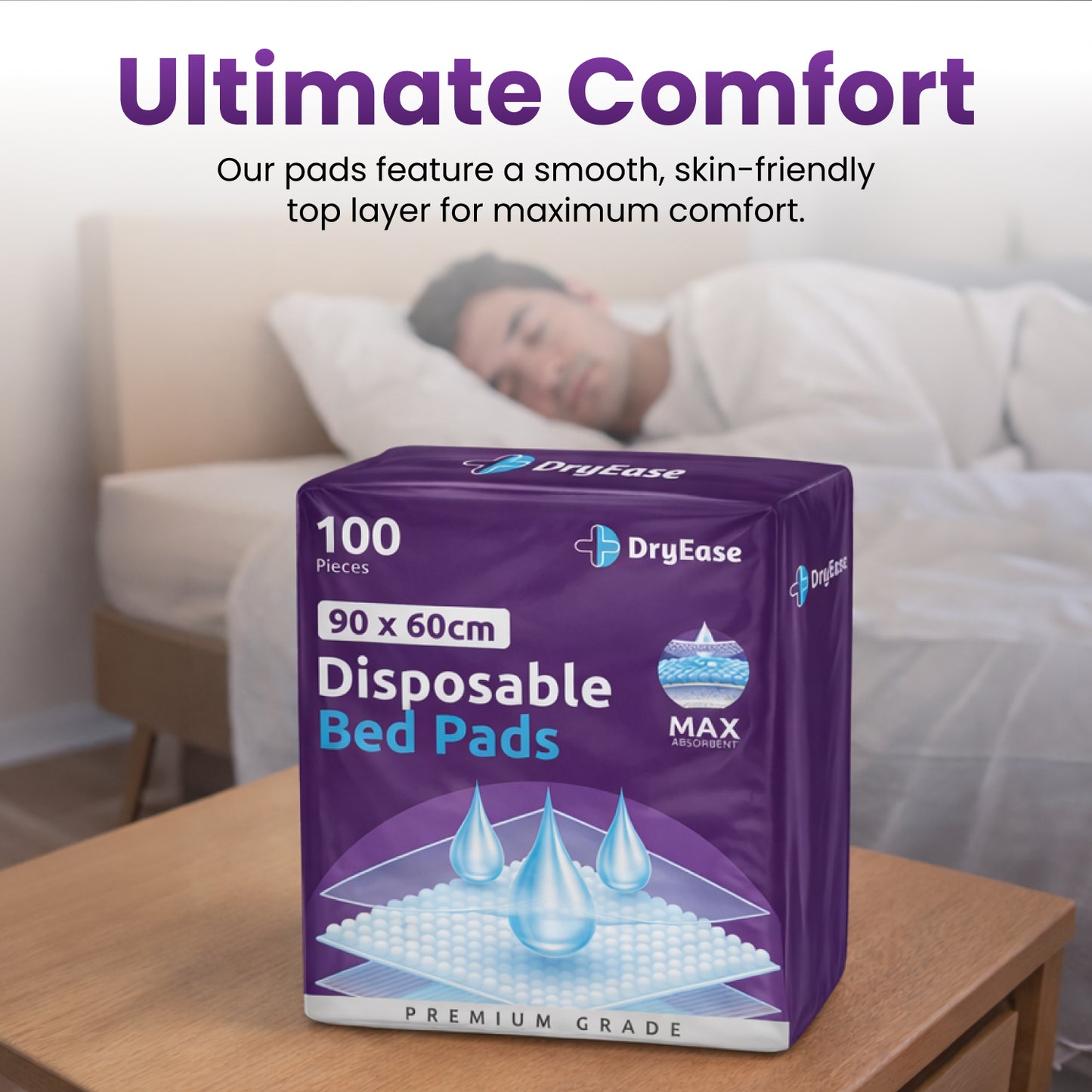 Incontinence Bed Pads Disposable 90 x 60cm – Highly Absorbent | CE Certified Leak-Proof Sheets for Bed, Sofa & Chairs