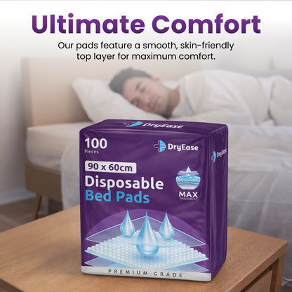 Incontinence Bed Pads Disposable 90 x 60cm – Highly Absorbent | CE Certified Leak-Proof Sheets for Bed, Sofa & Chairs