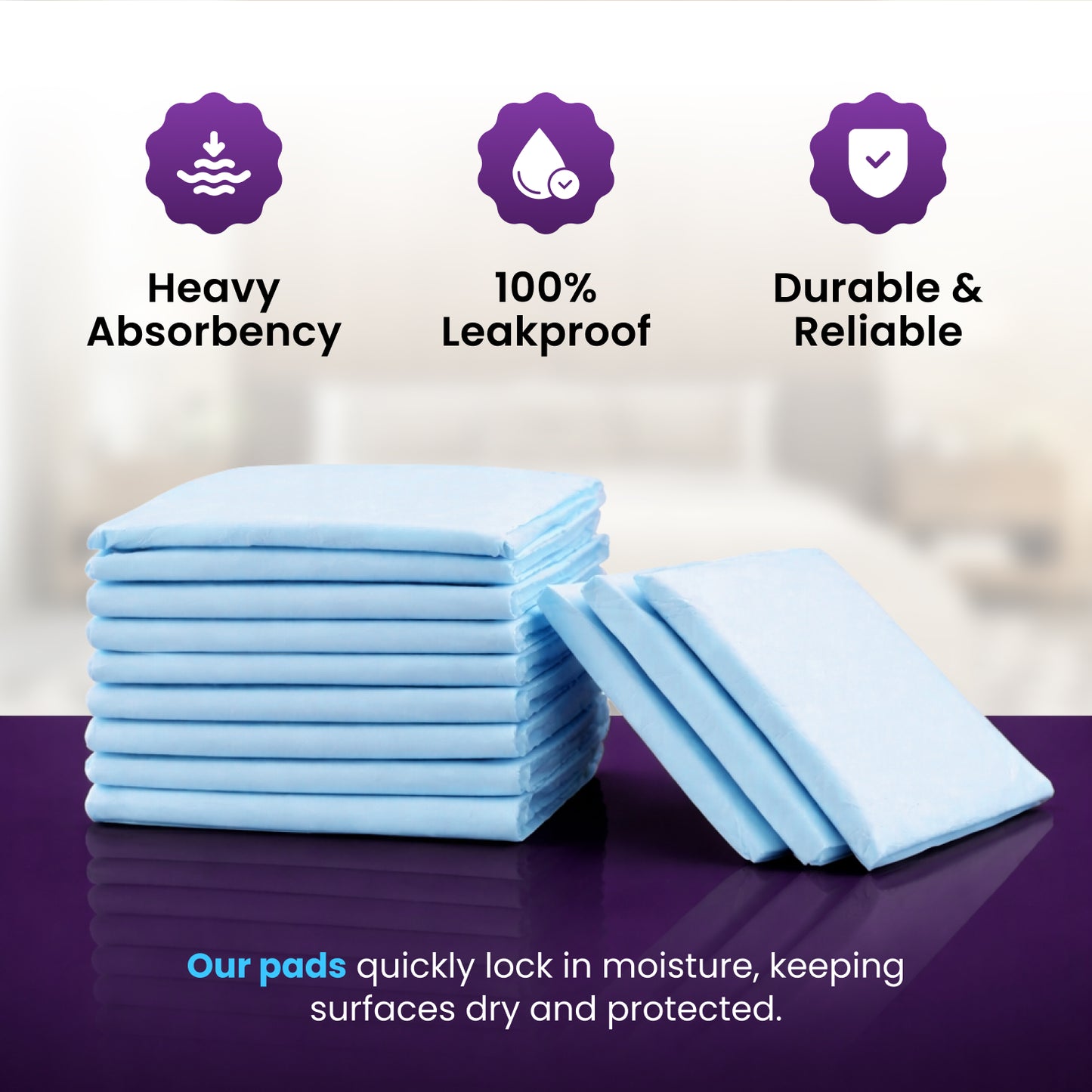 Incontinence Bed Pads Disposable 90 x 60cm – Highly Absorbent | CE Certified Leak-Proof Sheets for Bed, Sofa & Chairs