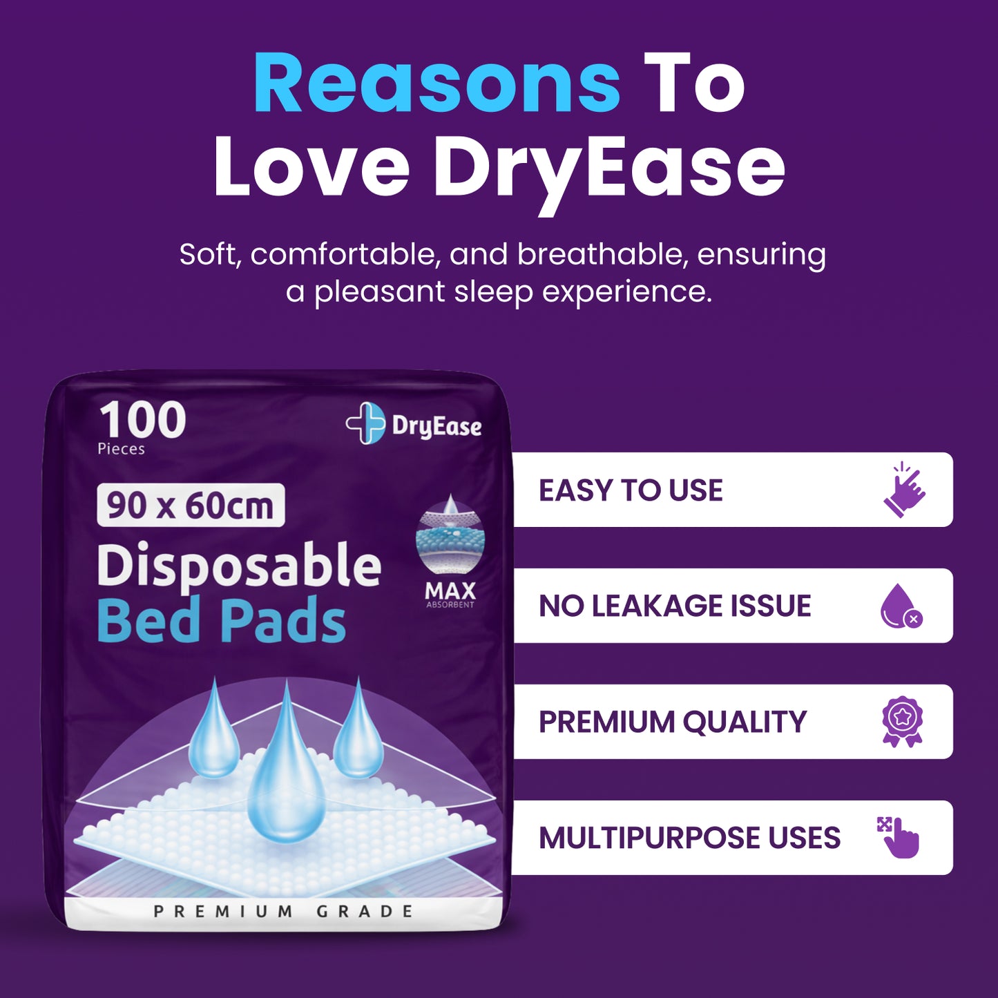Incontinence Bed Pads Disposable 90 x 60cm – Highly Absorbent | CE Certified Leak-Proof Sheets for Bed, Sofa & Chairs